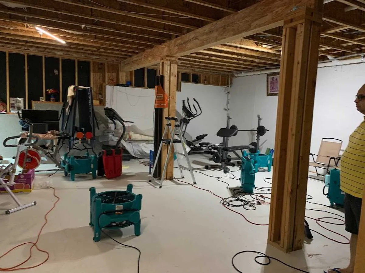 Basement drying equipment setup for Contents Cleaning & Restoration in La Vista